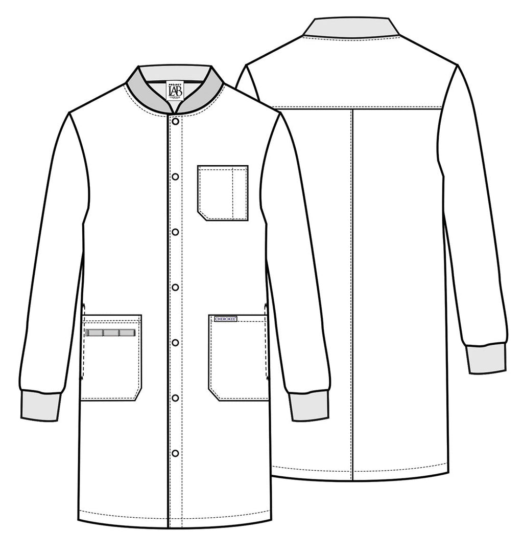Project Lab CK402A Unisex 40" Snap Front Lab Coat White
