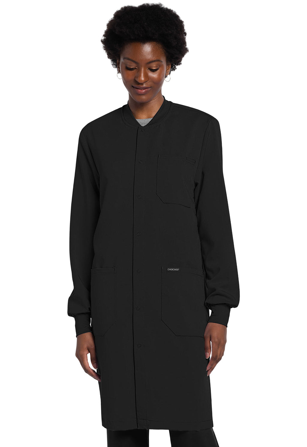 Project Lab CK402A Unisex 40" Snap Front Lab Coat Black