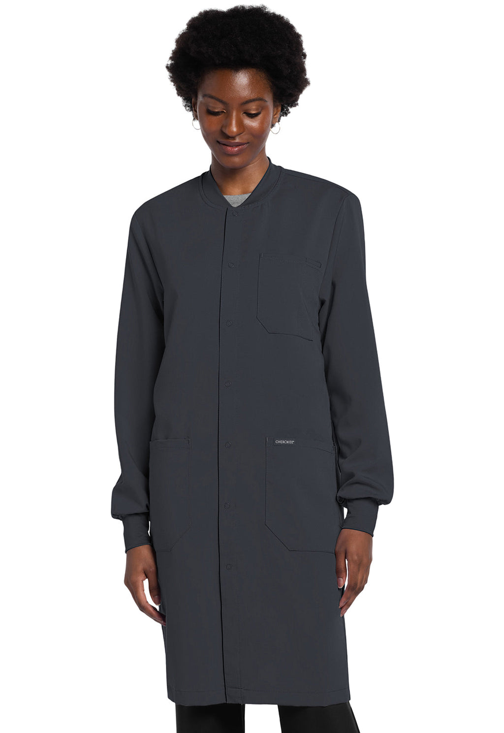 Project Lab CK402A Unisex 40" Snap Front Lab Coat Pewter