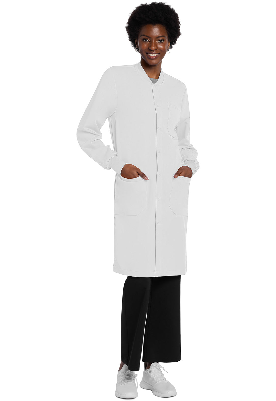 Project Lab by Cherokee CK402A 40" Snap Front Lab Coat White