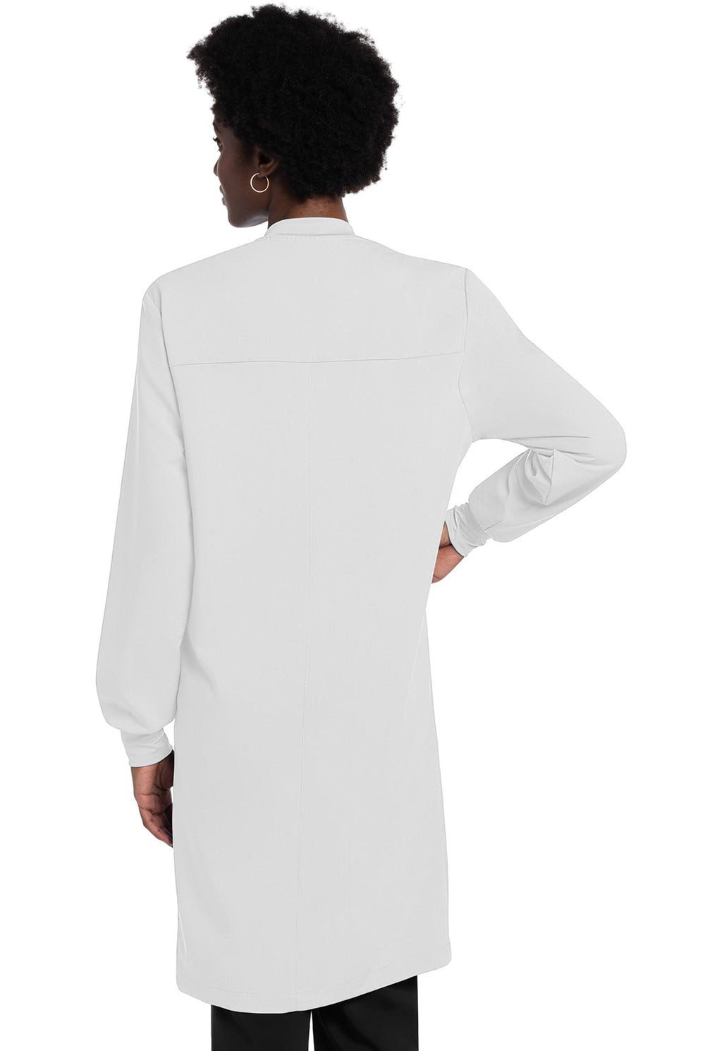 Project Lab by Cherokee CK402A 40" Snap Front Lab Coat White Model Image Back | Cherokee