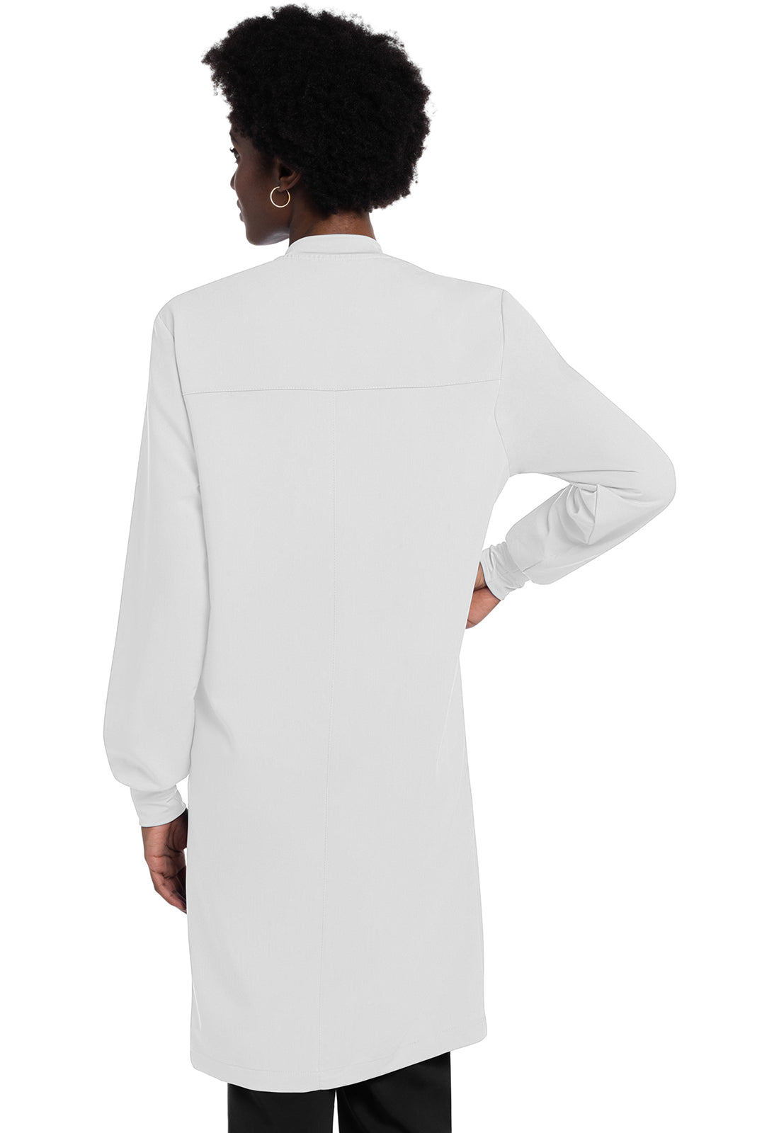 Project Lab by Cherokee CK402A 40" Snap Front Lab Coat White Model Image Back | Cherokee