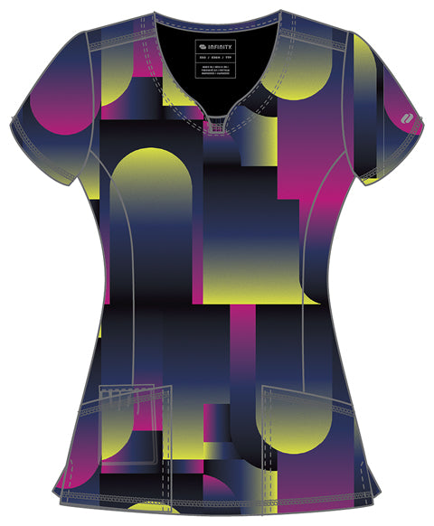 Classics CK609 Round Print Neck Top Portal