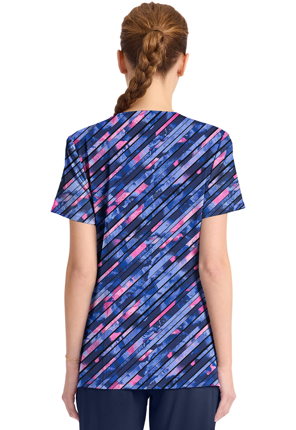 Prints CK609 Round Print Neck Top Staggered Marble