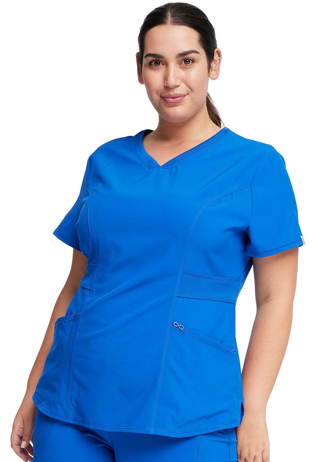 Classics CK623A V-Neck Top Royal Model Image Right Side | Infinity