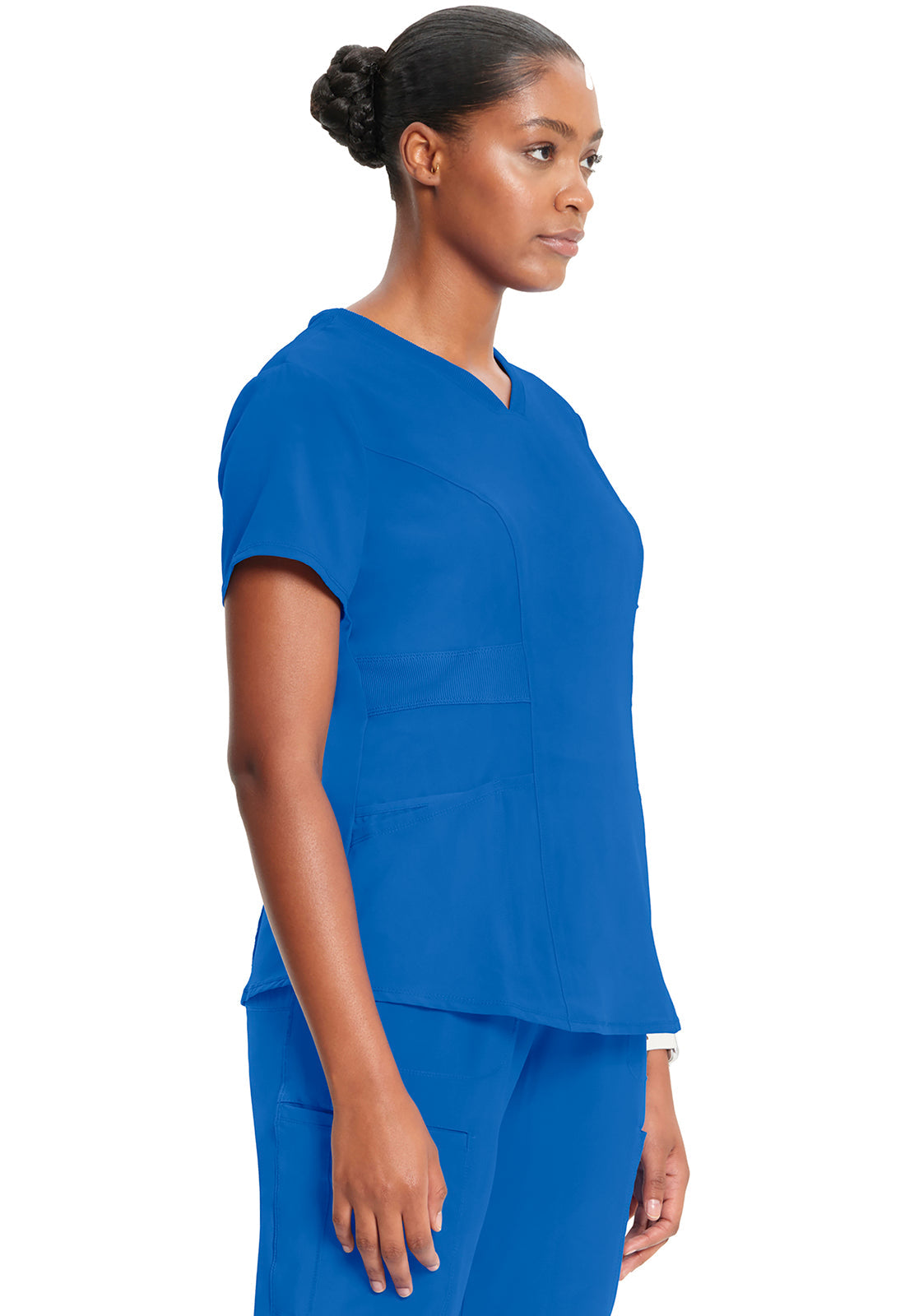 Classics CK623A V-Neck Top Royal Model Image Left Side | Infinity