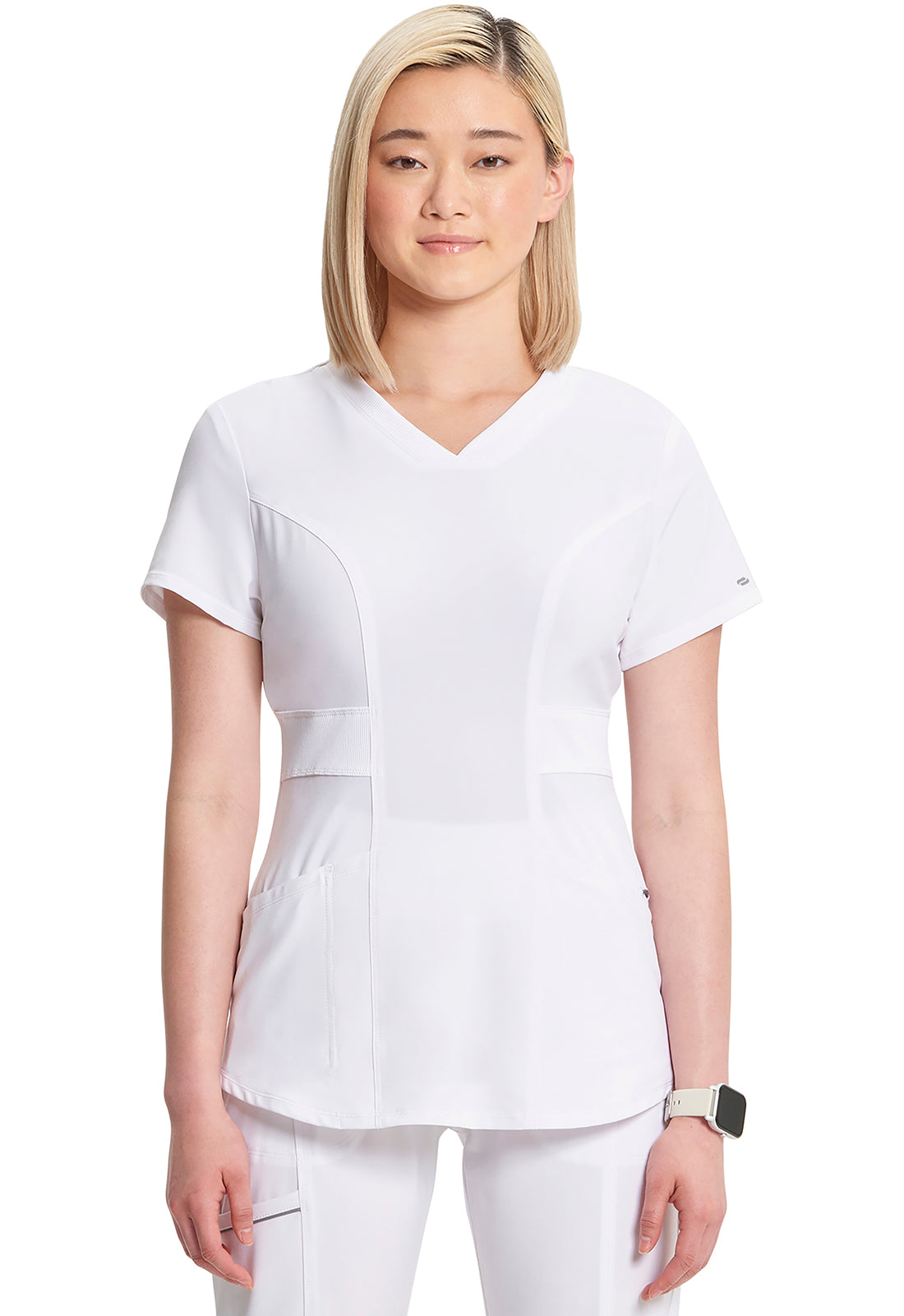Classics CK623A V-Neck Top White Model Image Front | Infinity