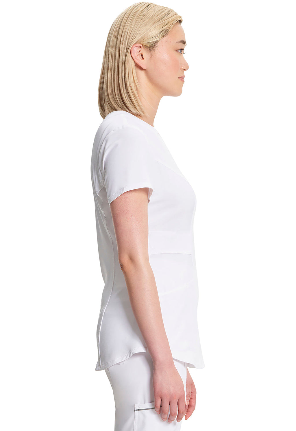 Classics CK623A V-Neck Top White Model Image Right Side | Infinity
