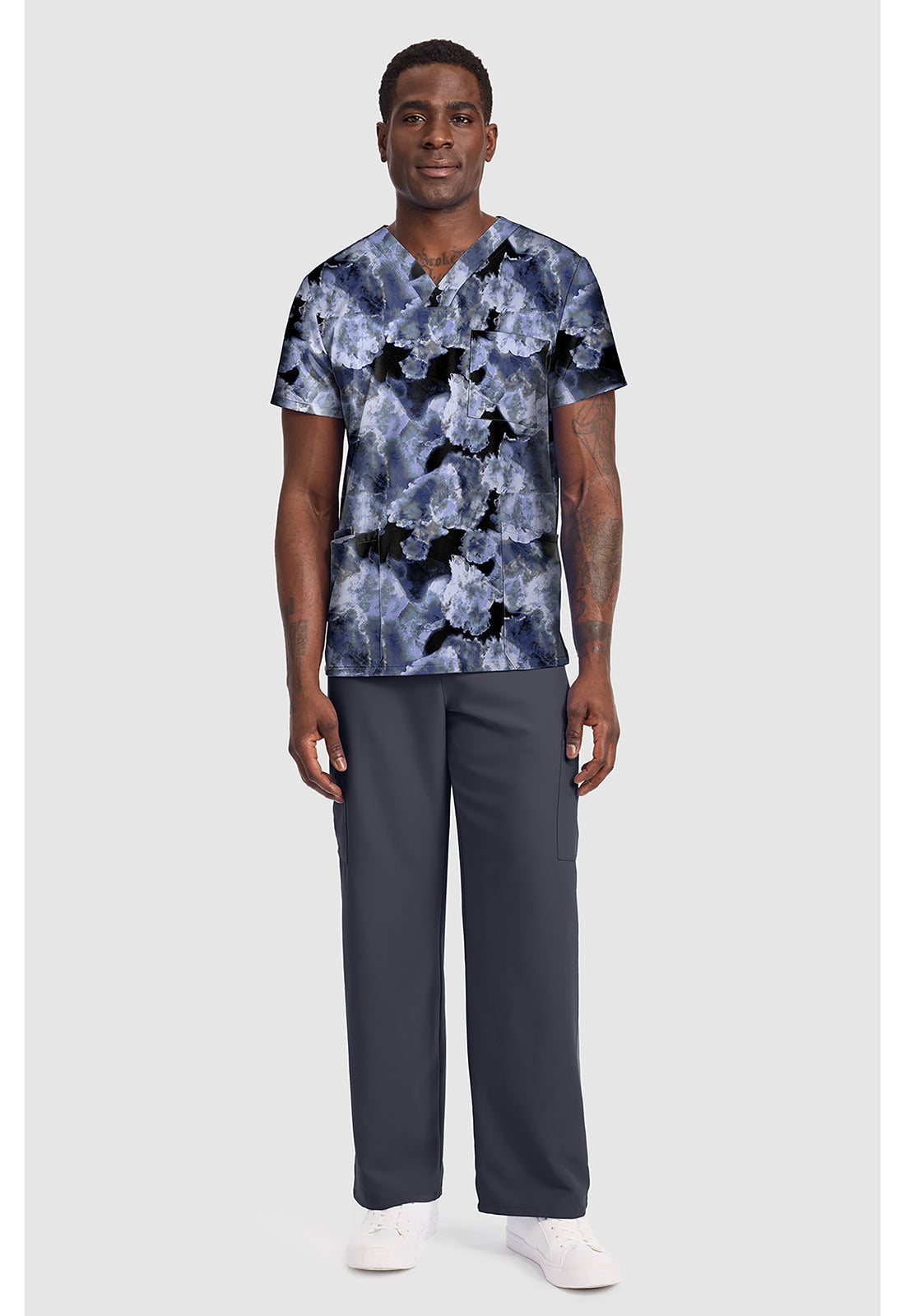 Genuine CK691 Men's Unisex V-Neck Print Scrub Top Ice Cold