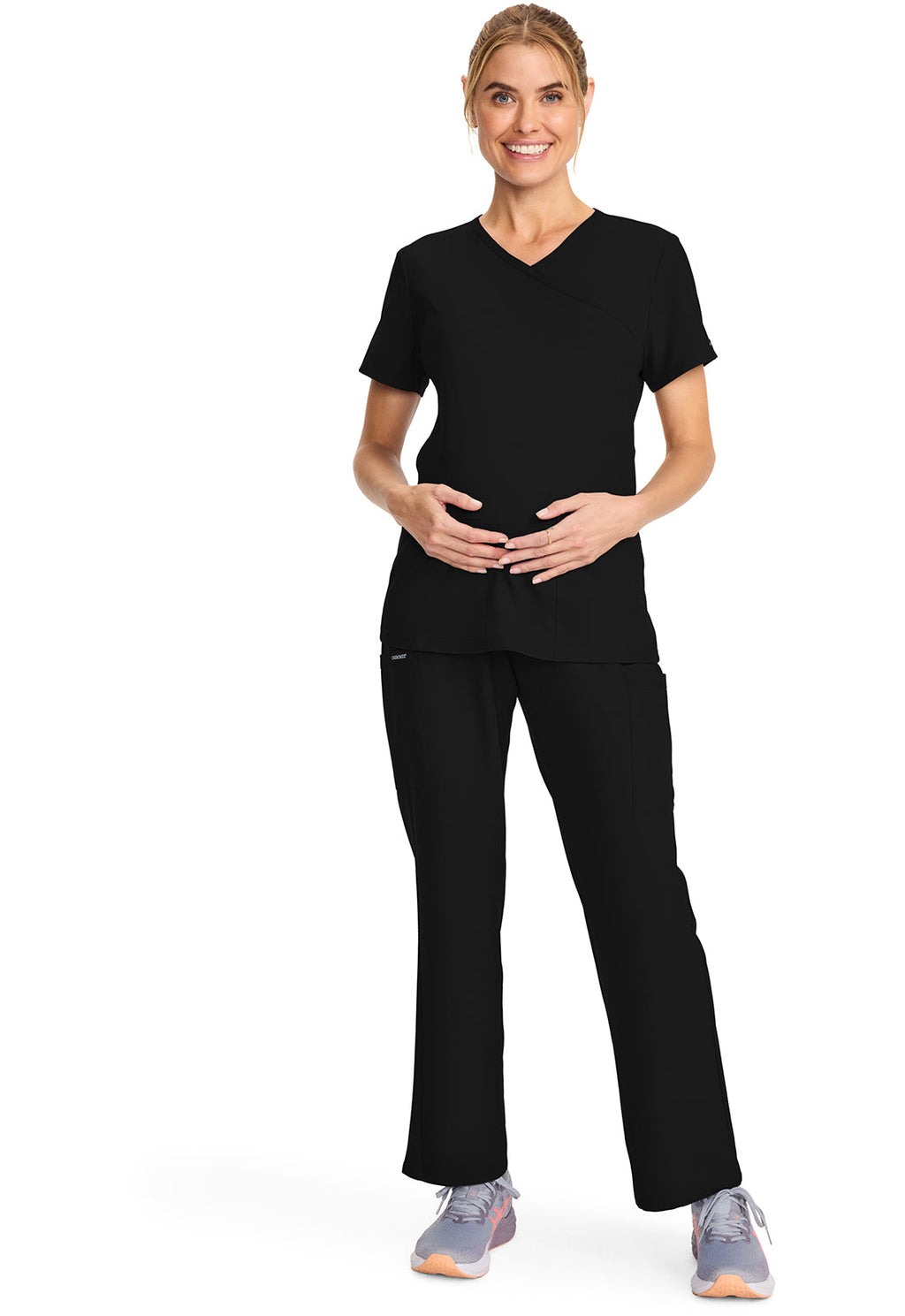 Originals Ultra CK701A Maternity Mock Wrap V-Neck Top Black