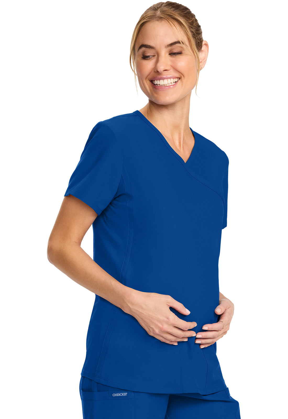Originals Ultra CK701A Maternity Mock Wrap V-Neck Top Galaxy Blue