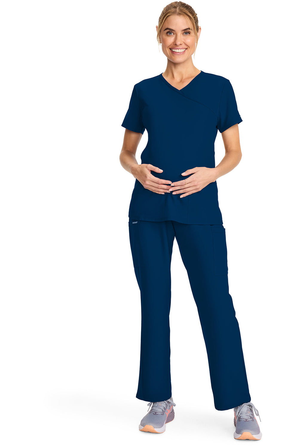 Originals Ultra CK701A Maternity Mock Wrap V-Neck Top Navy