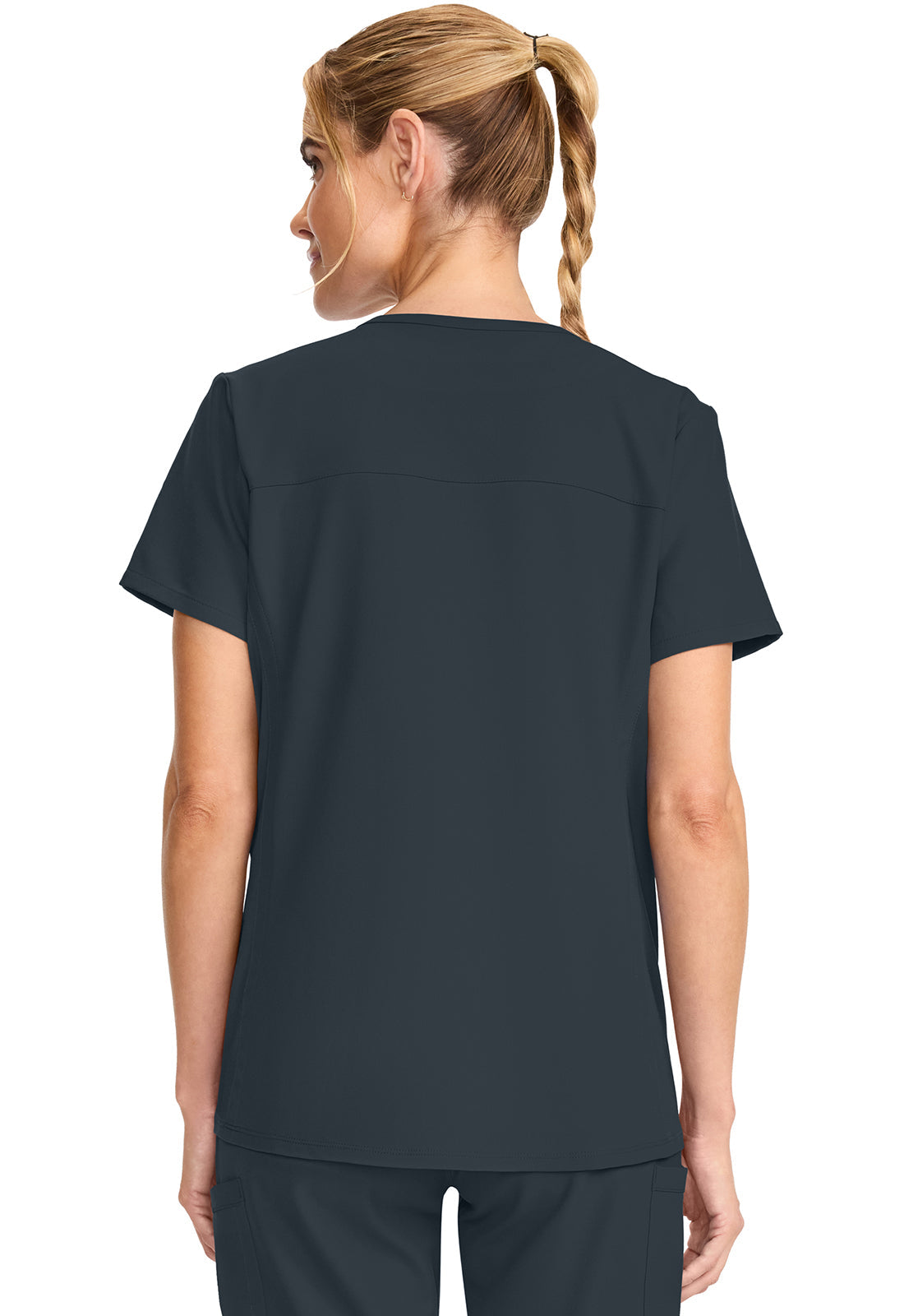 Workwear Originals Ultra CK701A Women's Maternity Mock Wrap V-Neck Scrub Top Pewter