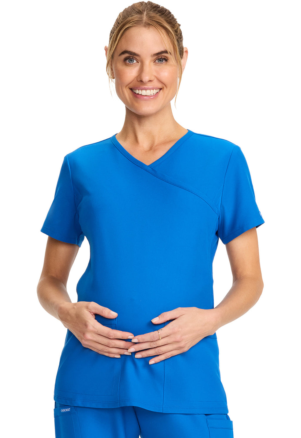 Workwear Originals Ultra CK701A Women's Maternity Mock Wrap V-Neck Scrub Top Royal