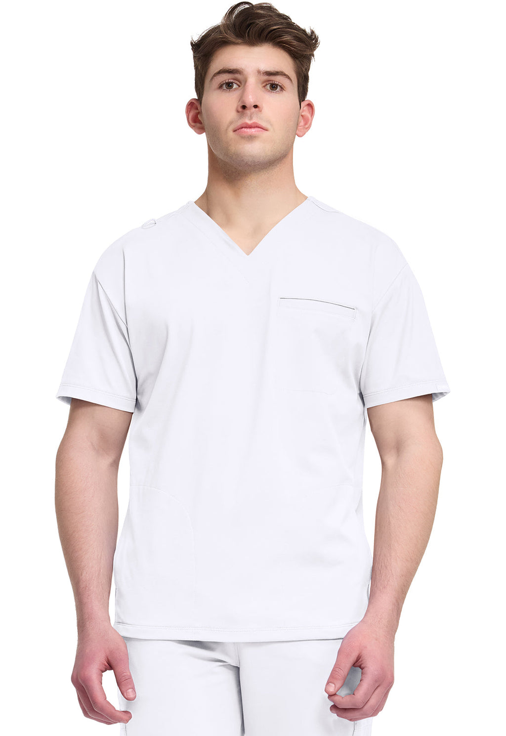 Achieve CK729 Men's 3-Pocket V-Neck Top White