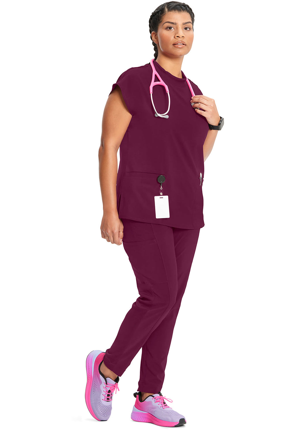 Classics CK742A Mock Neck Top Wine