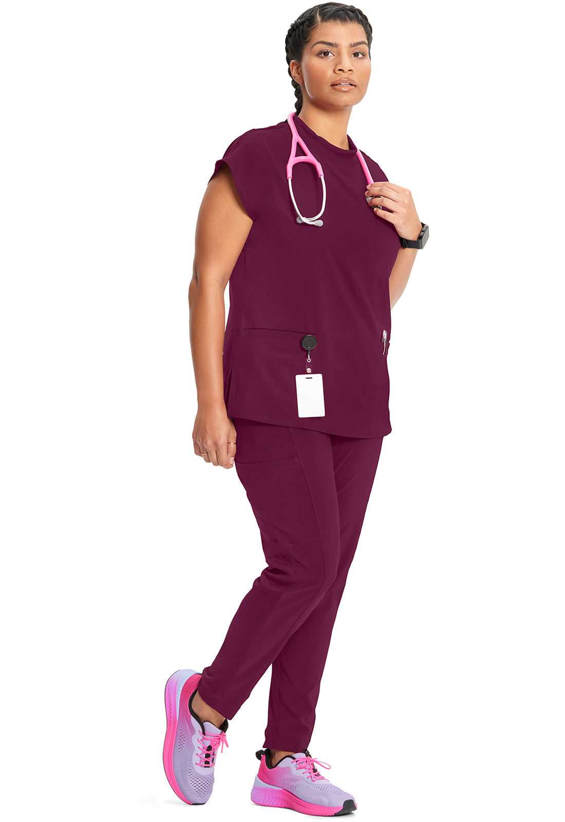 Classics CK742A Mock Neck Top Wine