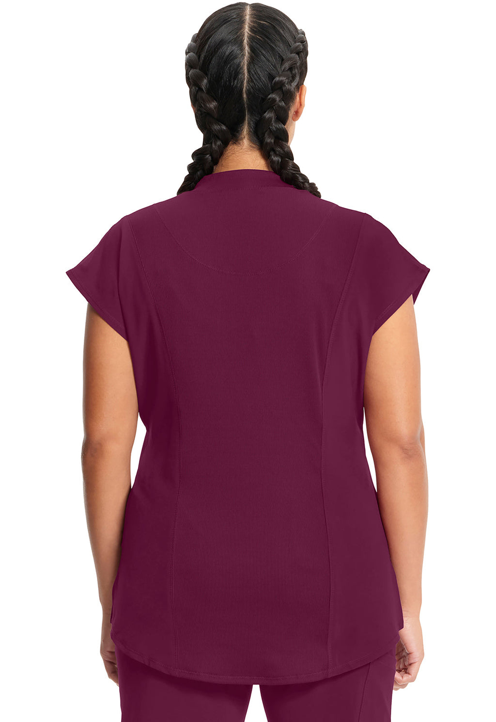 Classics CK742A Mock Neck Top Wine Model Image Back | Infinity
