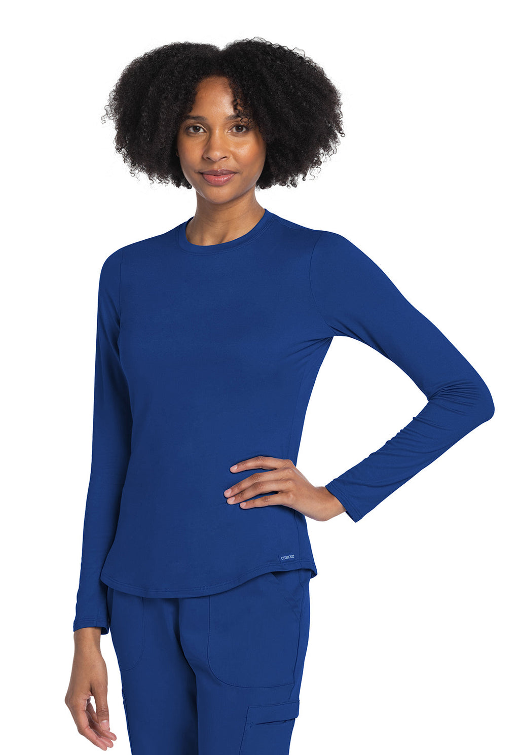 Basics CK773 Women's Long Sleeve Underscrub Knit Tee Galaxy Blue