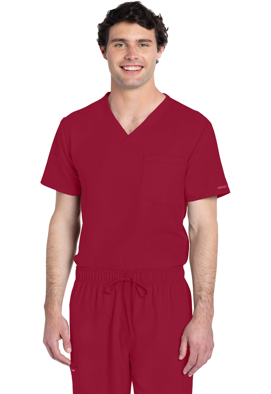 Workwear Originals Ultra CK778A Unisex Unisex V-Neck Scrub Top Red
