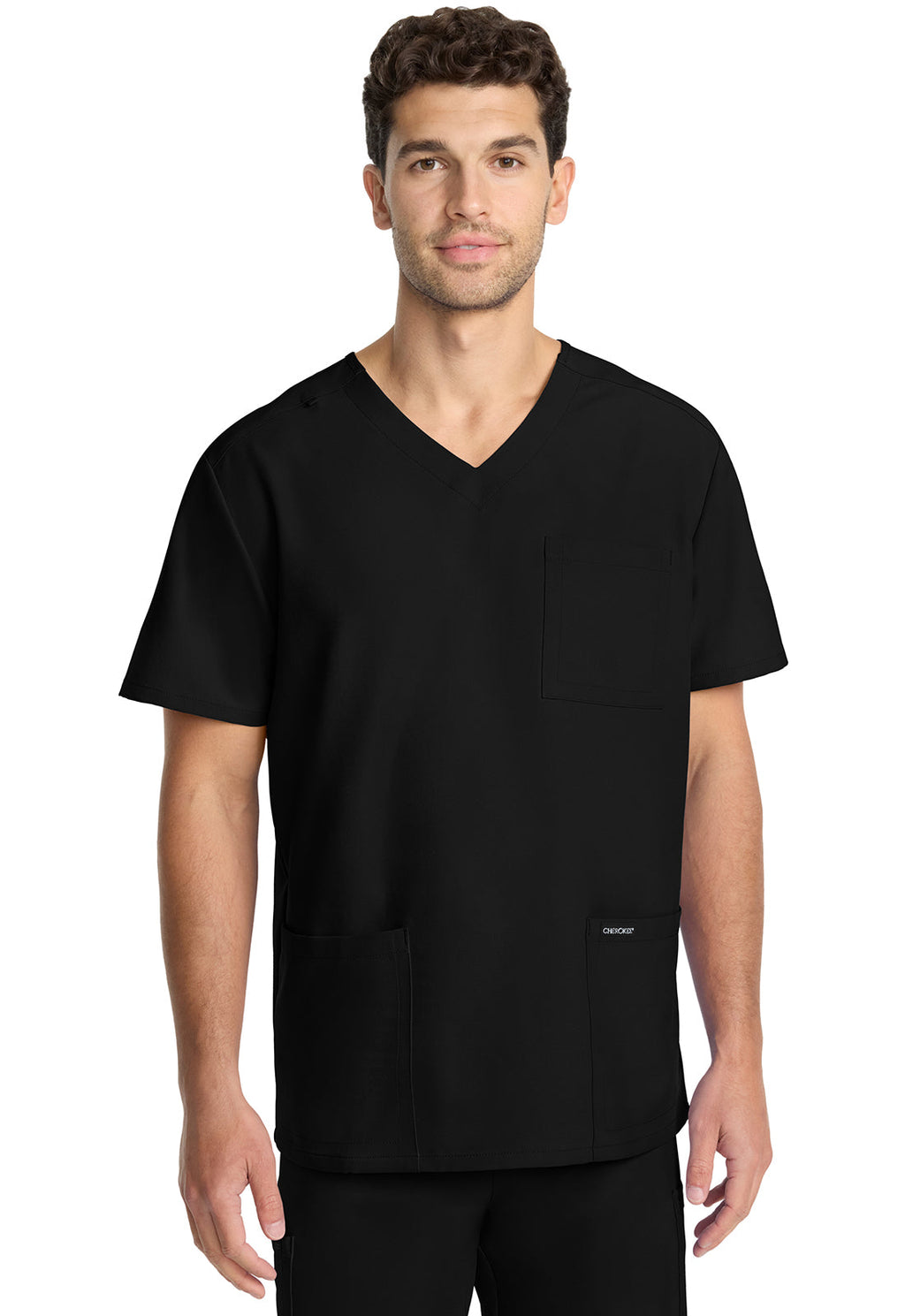 Workwear Originals Ultra CK783A Men's 3-Pocket V-Neck Scrub Top Black
