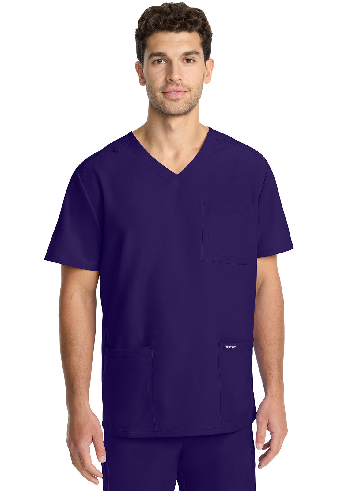 Workwear Originals Ultra CK783A Men's 3-Pocket V-Neck Scrub Top Grape