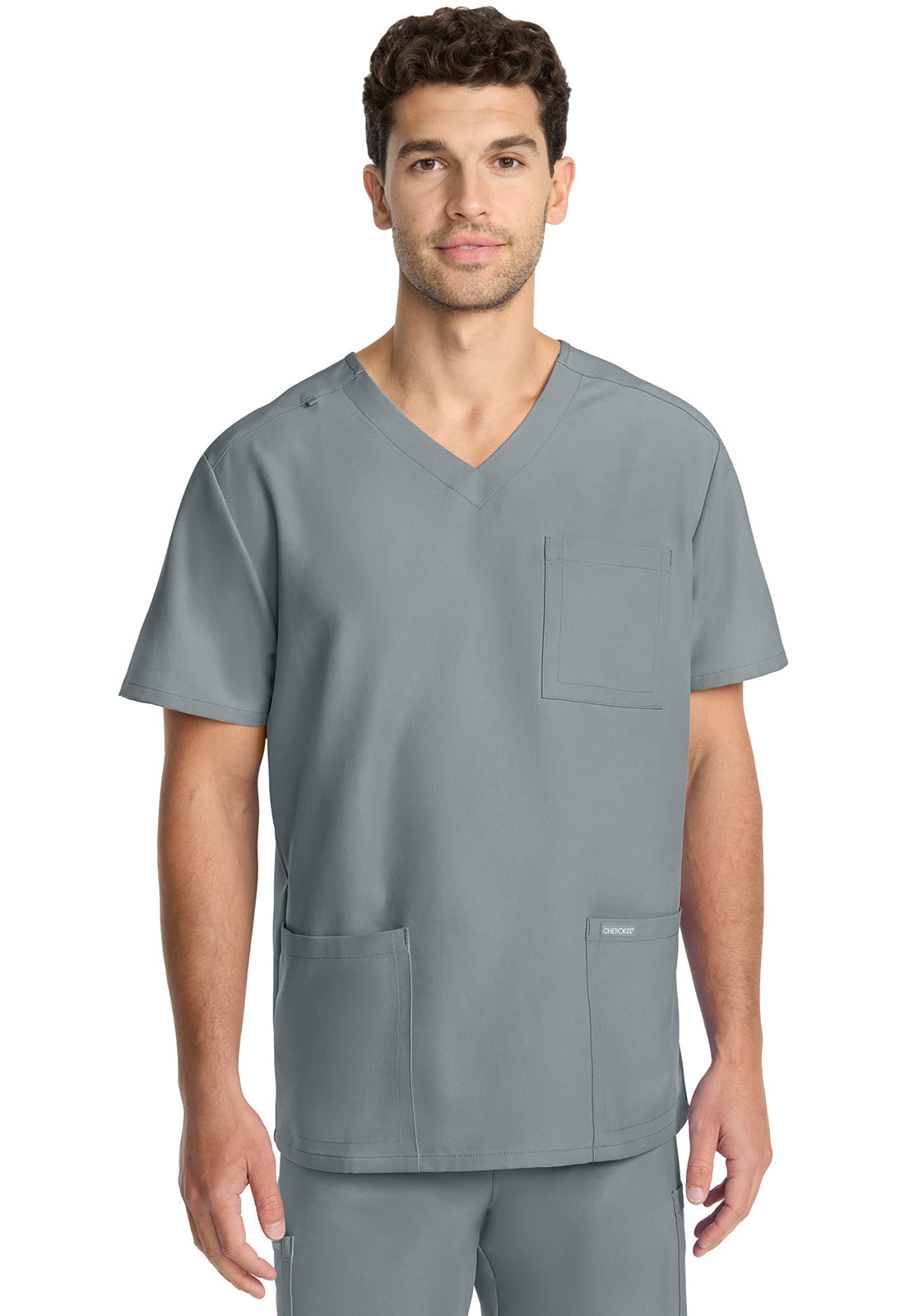 Workwear Originals Ultra CK783A Men's 3-Pocket V-Neck Scrub Top Grey