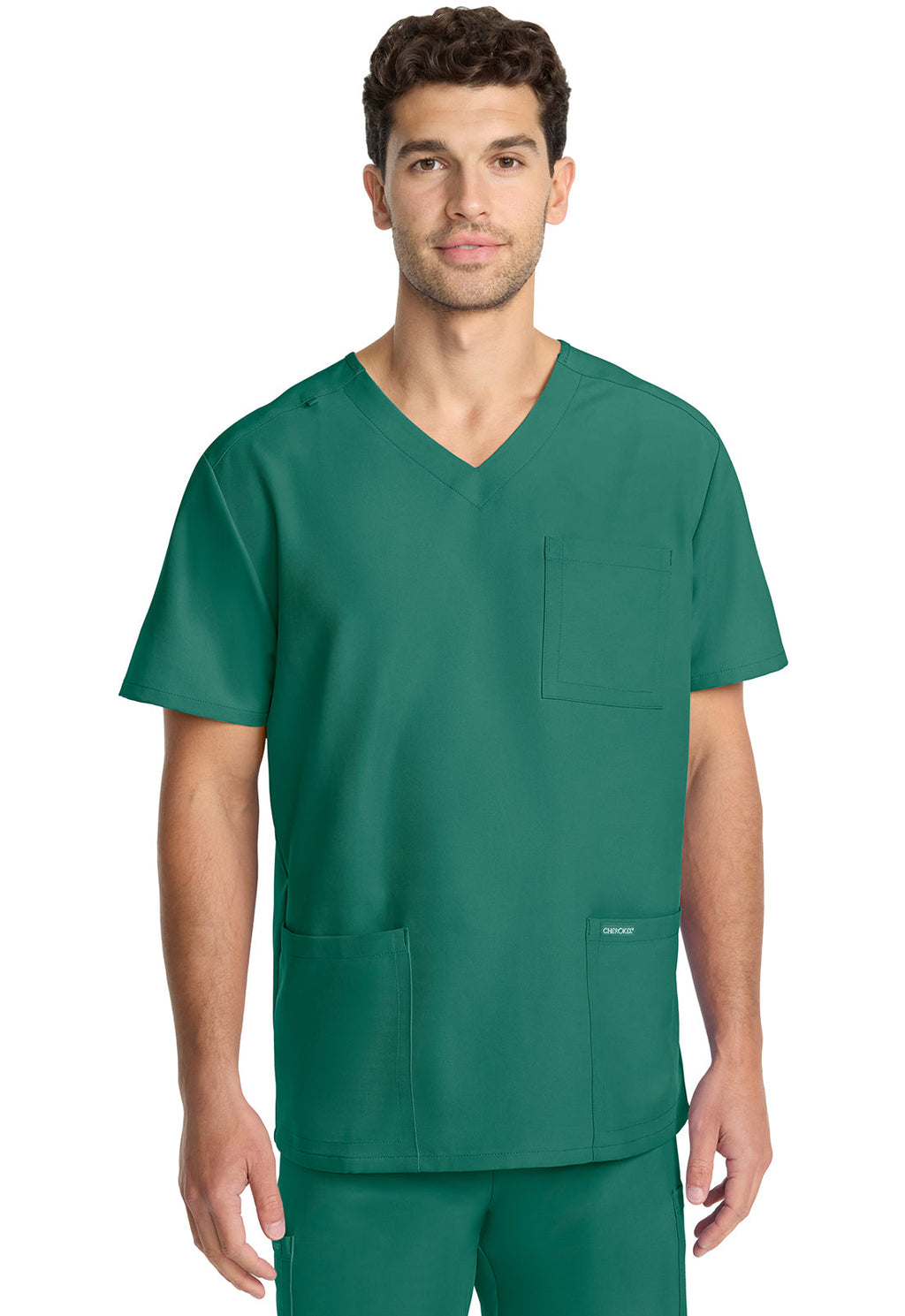 Workwear Originals Ultra CK783A Men's 3-Pocket V-Neck Scrub Top Hunter Green