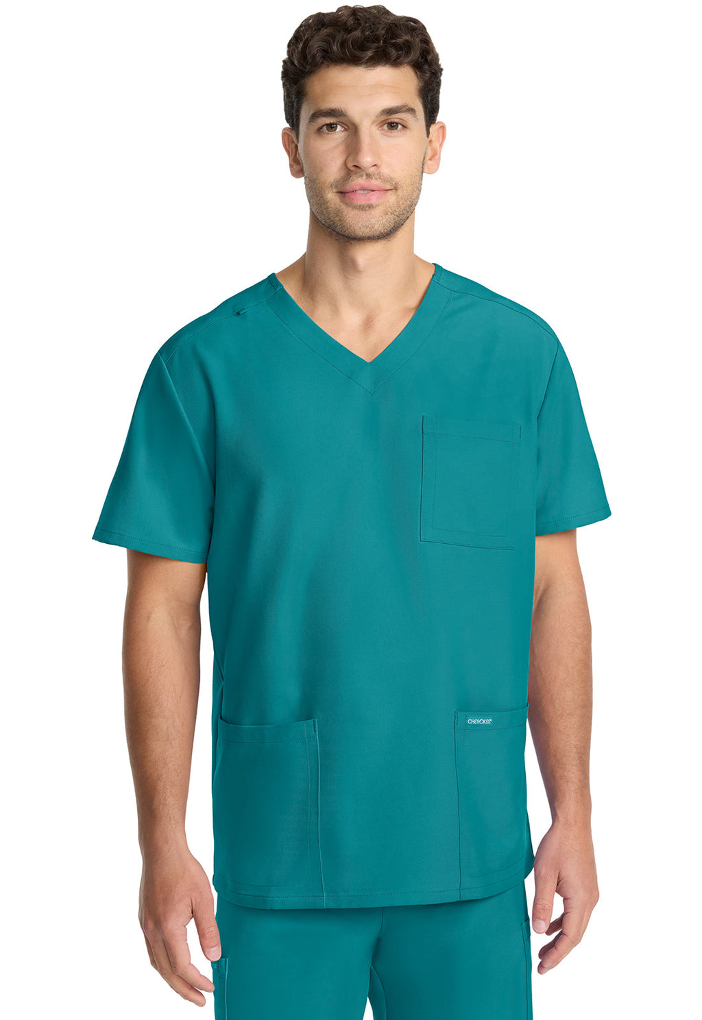 Workwear Originals Ultra CK783A Men's 3-Pocket V-Neck Scrub Top Teal Blue