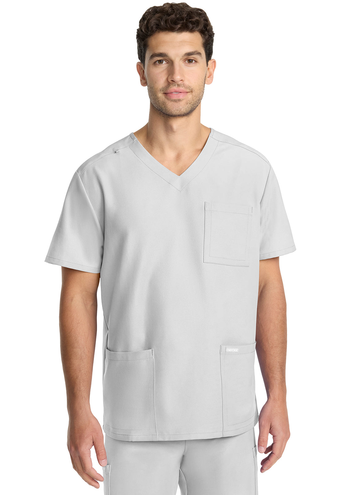 Workwear Originals Ultra CK783A Men's 3-Pocket V-Neck Scrub Top White
