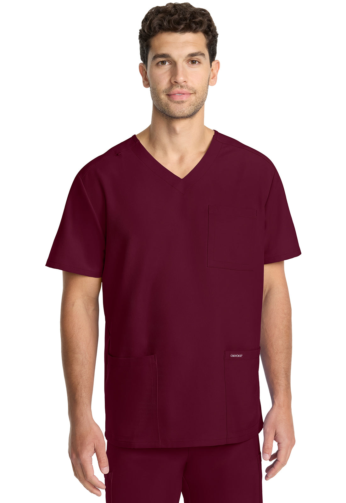 Workwear Originals Ultra CK783A Men's 3-Pocket V-Neck Scrub Top Wine