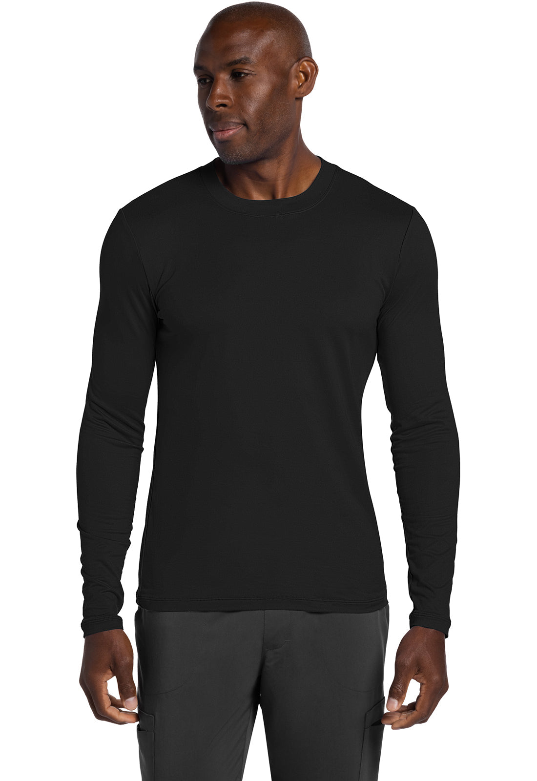 Basics CK807 Men's Men's Long Sleeve Underscrub Knit Tee Black