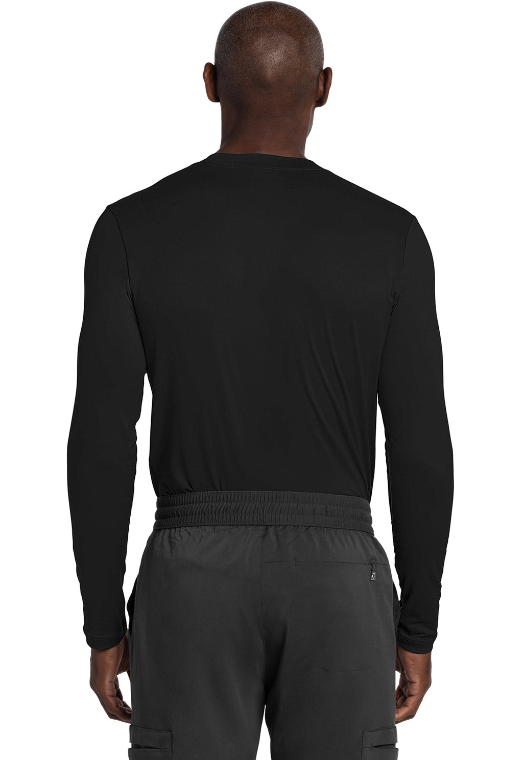 Basics CK807 Men's Men's Long Sleeve Underscrub Knit Tee Black