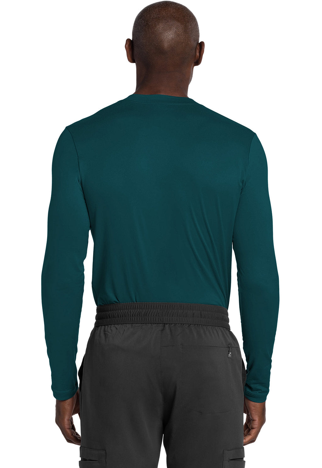 Basics CK807 Men's Men's Long Sleeve Underscrub Knit Tee Caribbean Blue
