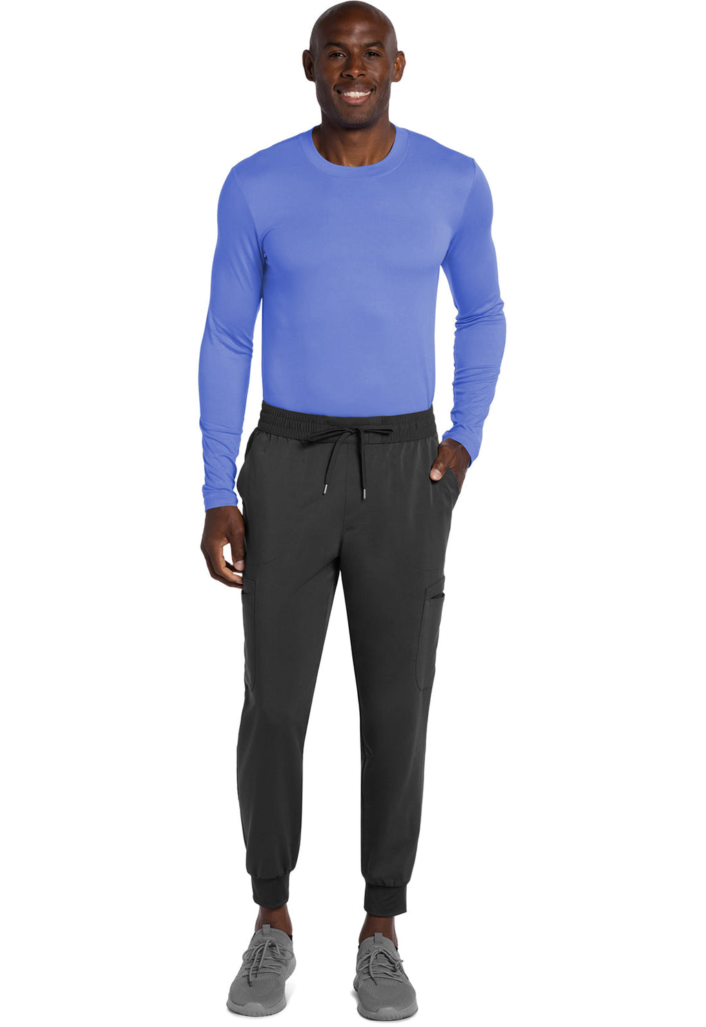 Basics CK807 Men's Long Sleeve Underscrub Knit Tee Ciel