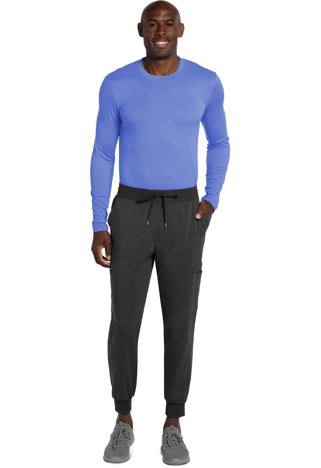 Basics CK807 Men's Men's Long Sleeve Underscrub Knit Tee Ciel Blue