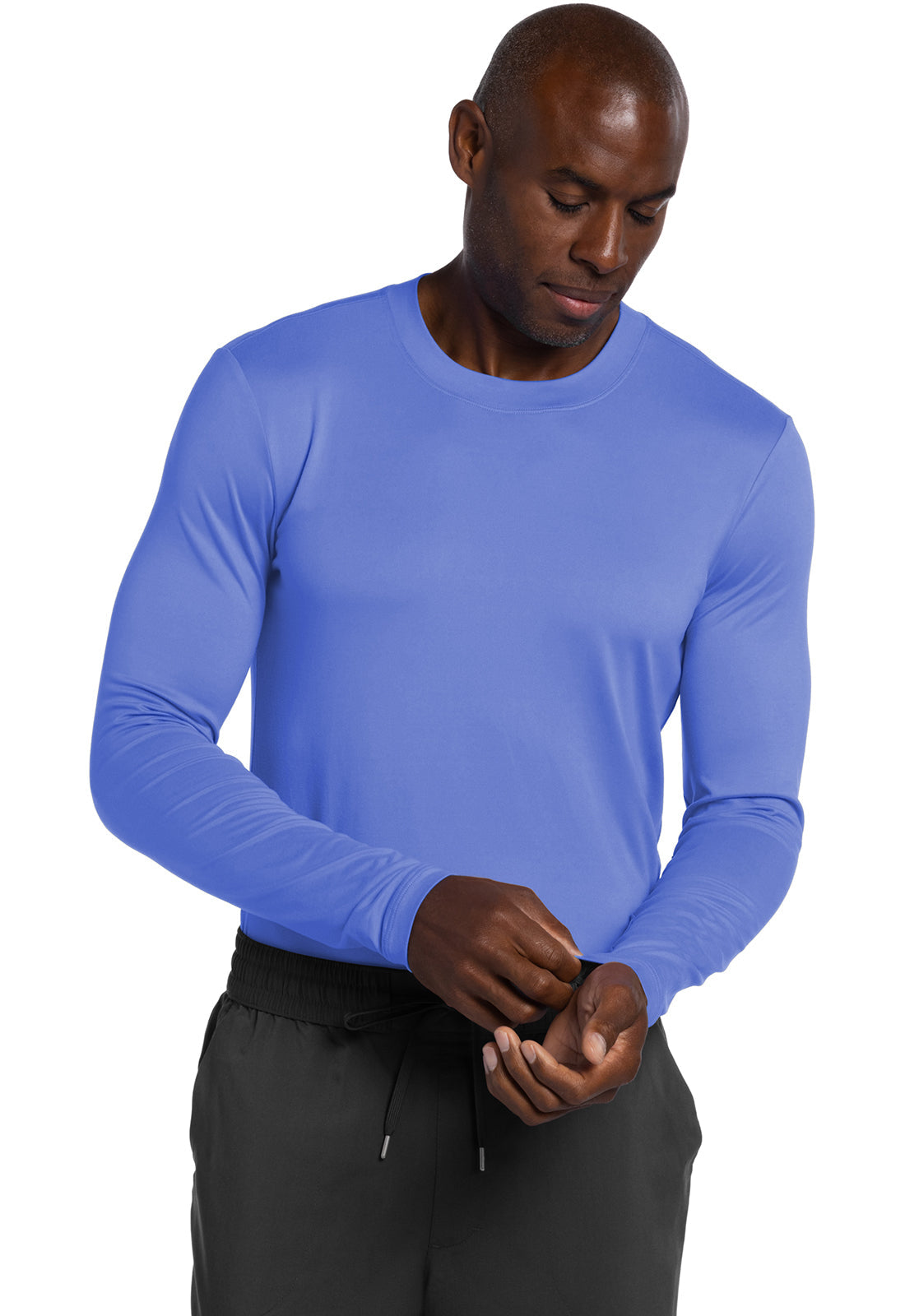 Basics CK807 Men's Men's Long Sleeve Underscrub Knit Tee Ciel Blue