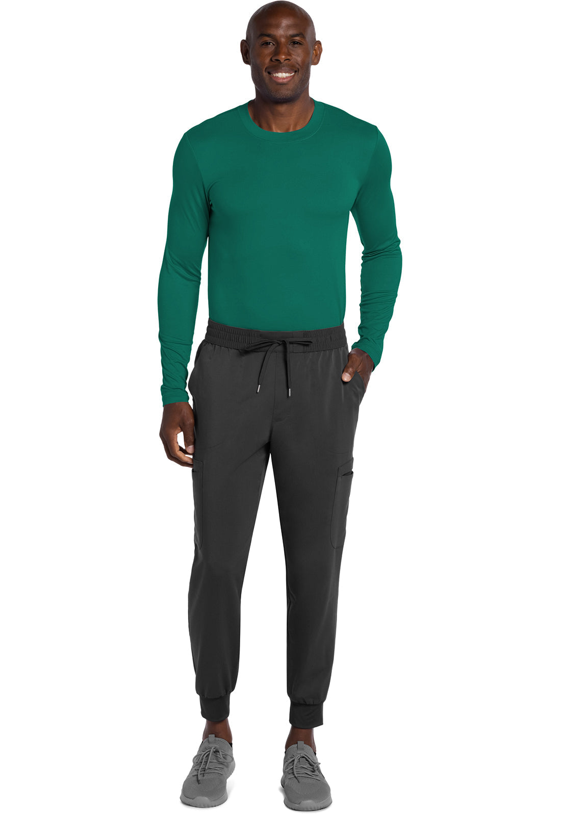 Basics CK807 Men's Men's Long Sleeve Underscrub Knit Tee Hunter Green
