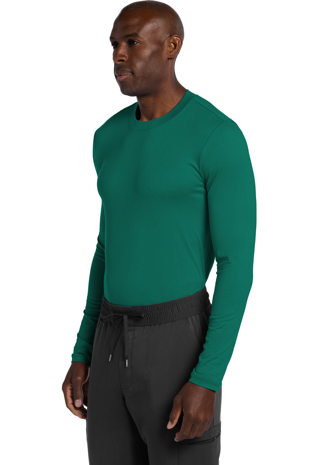 Basics CK807 Men's Men's Long Sleeve Underscrub Knit Tee Hunter Green