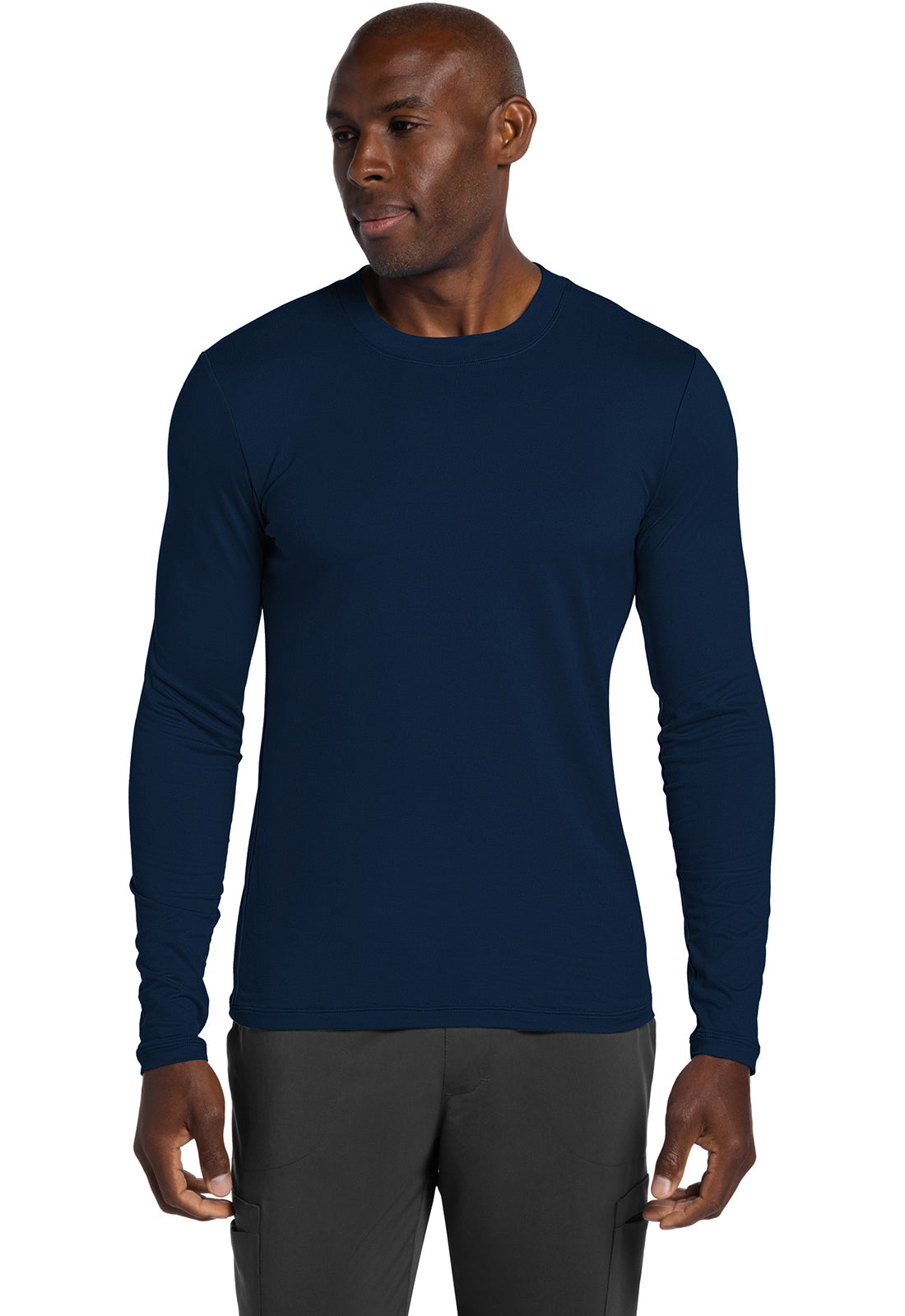 Basics CK807 Men's Men's Long Sleeve Underscrub Knit Tee Navy