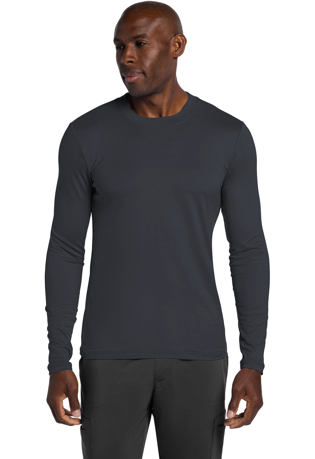 Basics CK807 Men's Men's Long Sleeve Underscrub Knit Tee Pewter