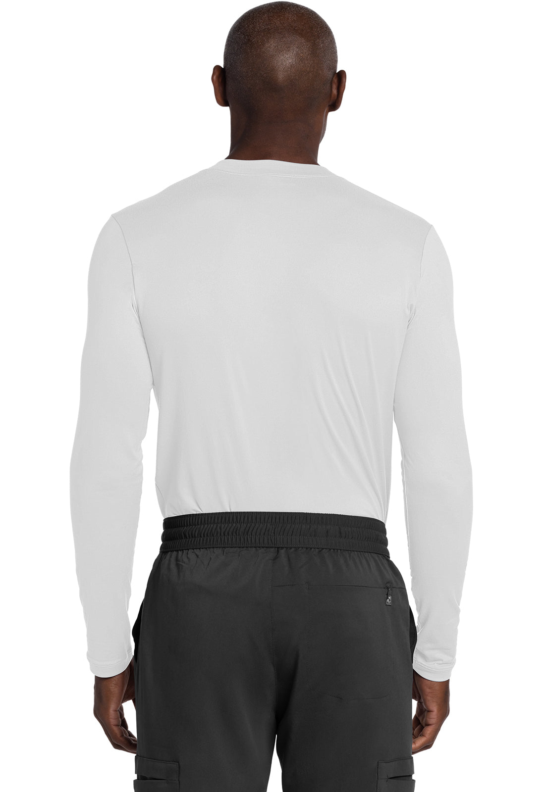 Basics CK807 Men's Men's Long Sleeve Underscrub Knit Tee White