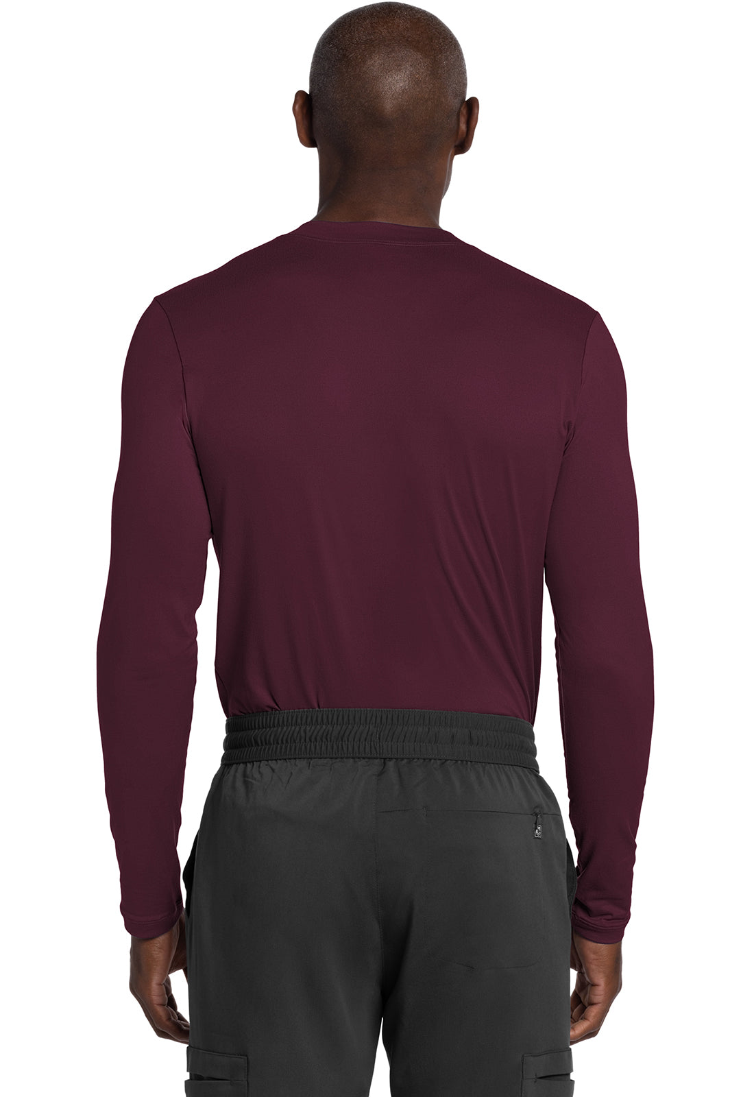 Basics CK807 Men's Men's Long Sleeve Underscrub Knit Tee Wine