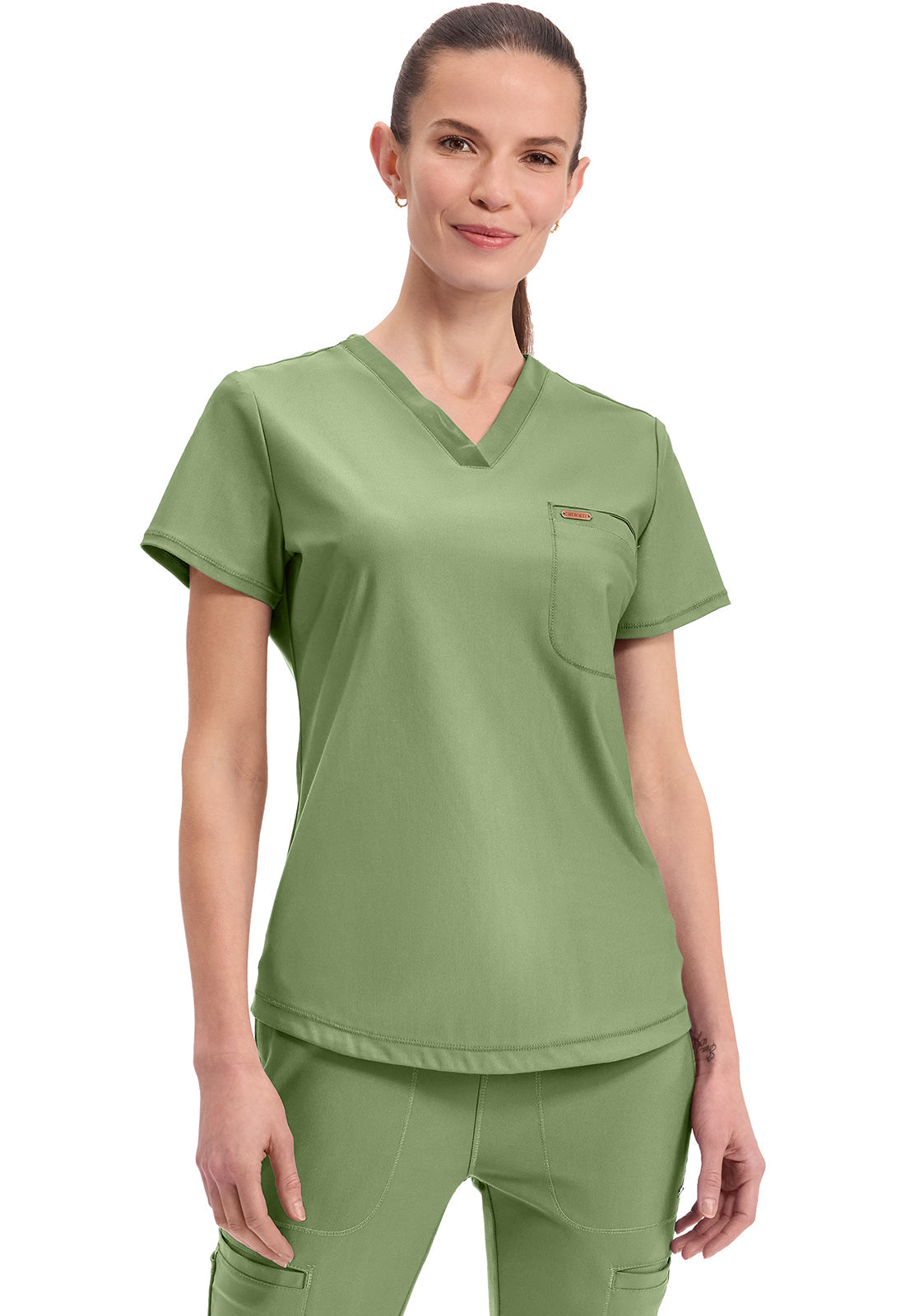 Form CK819 Women's Tuckable V-Neck Scrub Top Bright Sage