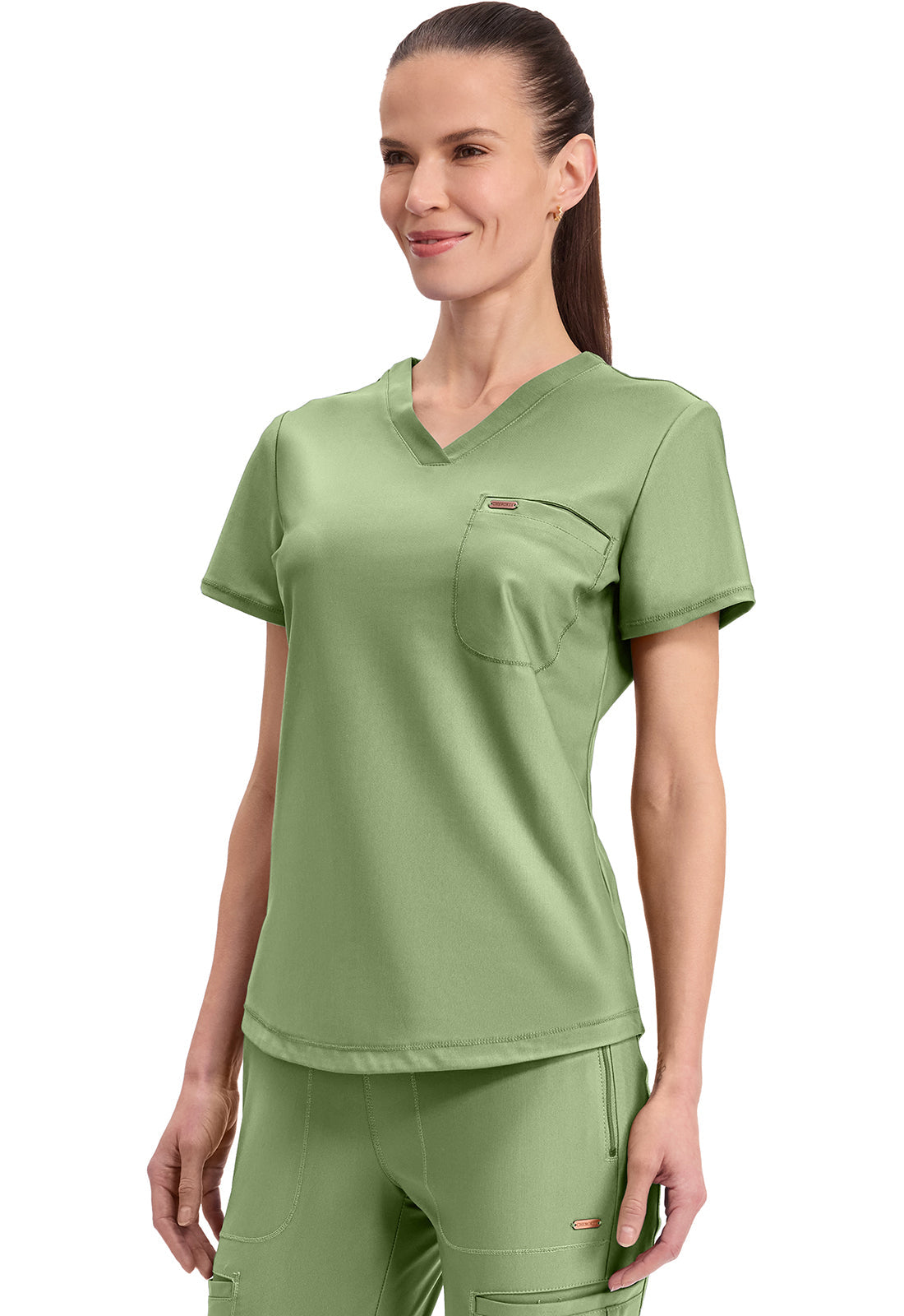 Form CK819 Tuckable V-Neck Top Bright Sage