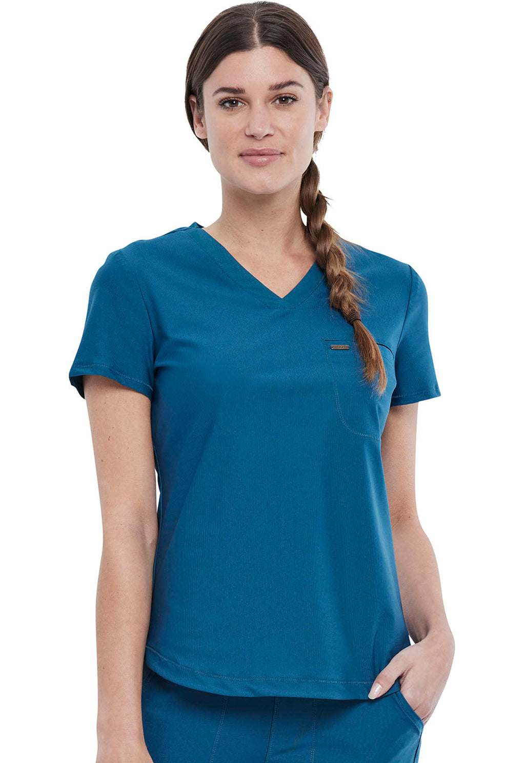 Form CK819 Tuckable V-Neck Top Caribbean Blue