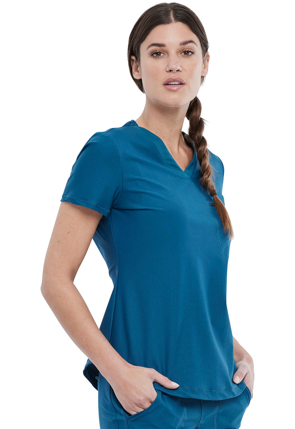 Form CK819 Tuckable V-Neck Top Caribbean Blue