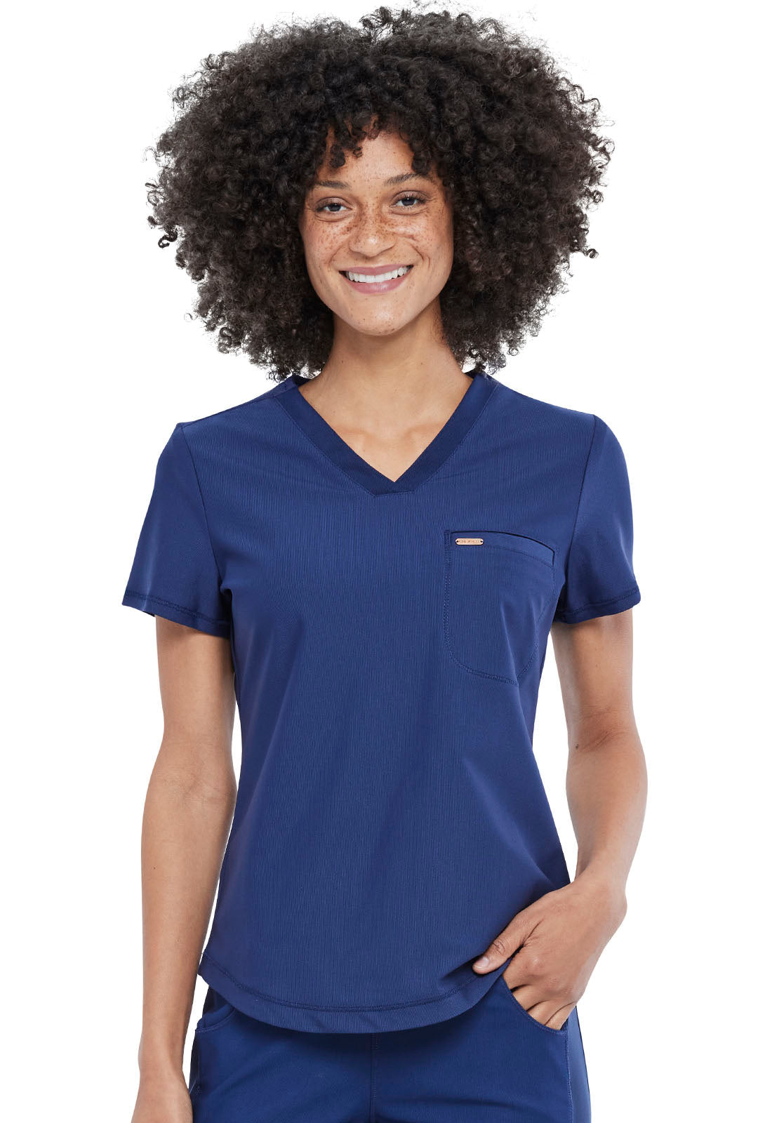 Form CK819 Women's Tuckable V-Neck Scrub Top Navy
