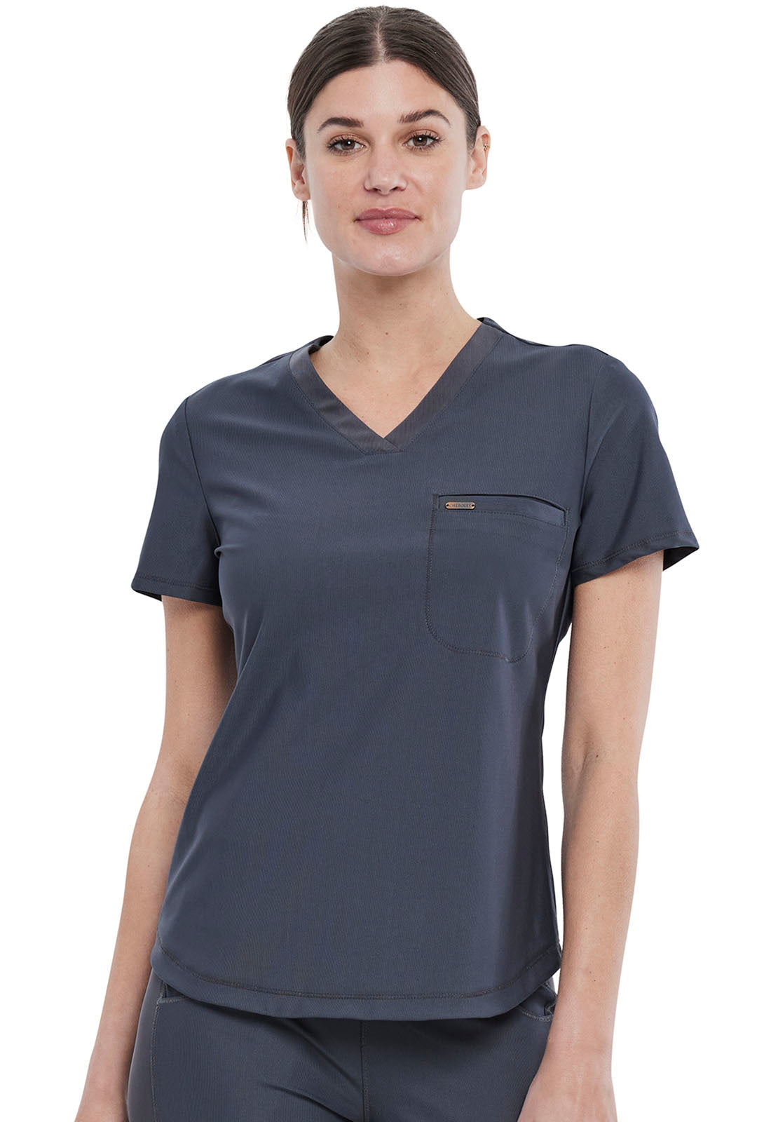 Form CK819 Women's Tuckable V-Neck Scrub Top Pewter