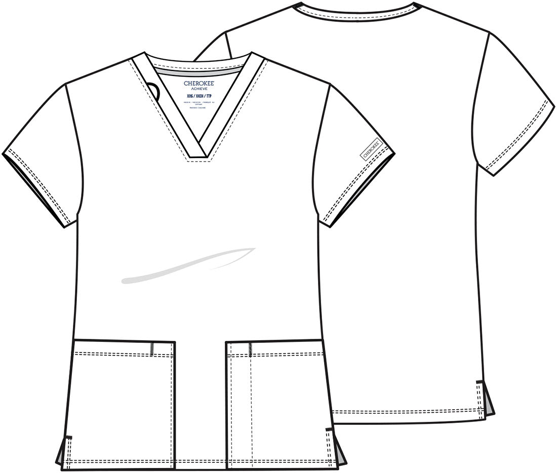 Achieve CK832 Women's Women's 2-Pocket V-Neck Scrub Top Pewter